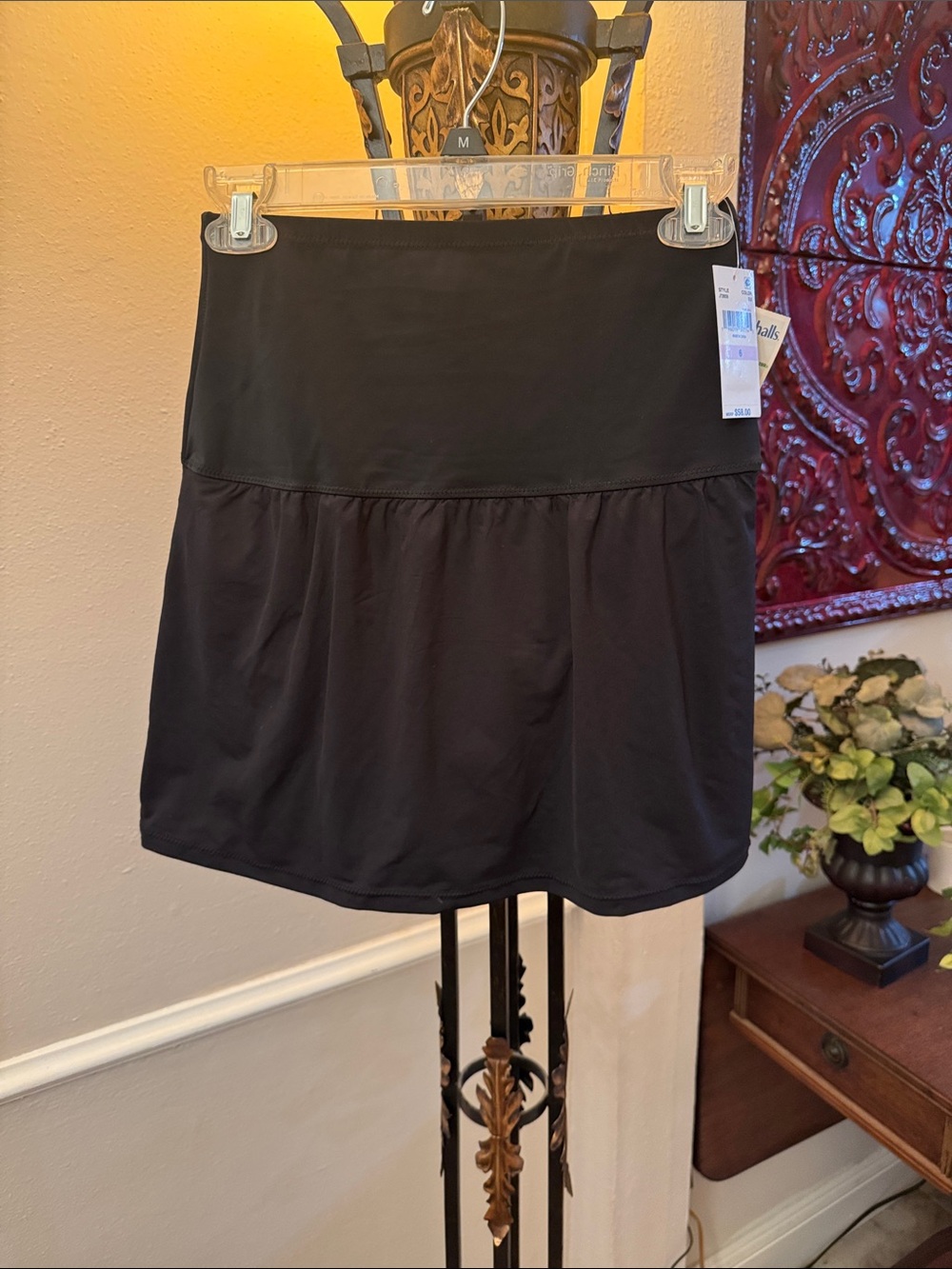 Black Women's Mini Skirt with Wide Waistband